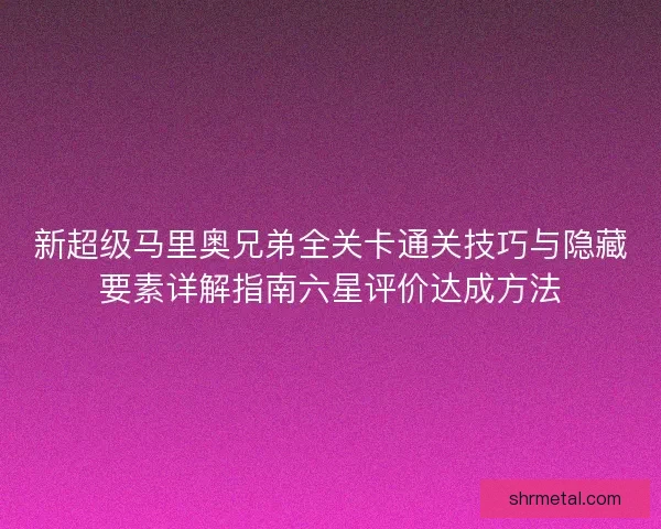 新超级马里奥兄弟全关卡通关技巧与隐藏要素详解指南六星评价达成方法